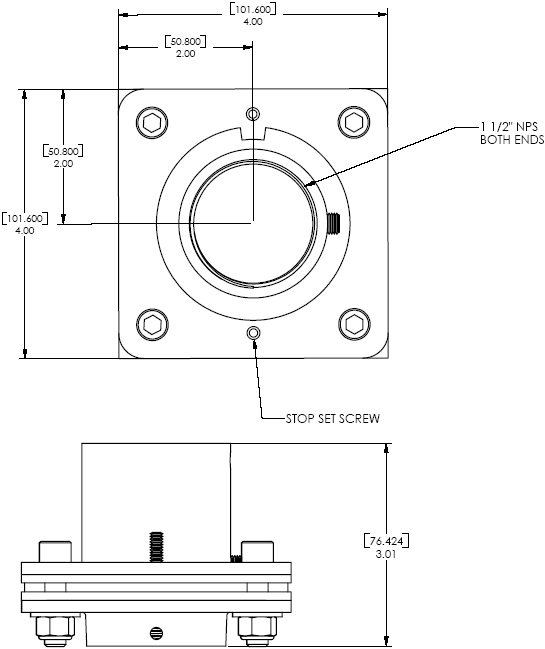 Technical Drawing of Chief CMA351 Heavy Duty Swivel Adapter Black