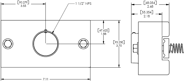 Technical Drawing of Chief CMA372 Offset Unistrut Structural Adapter Black