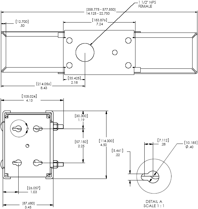 Technical Drawing of Chief CMA385 Internal Joist Structural Adapter Mount