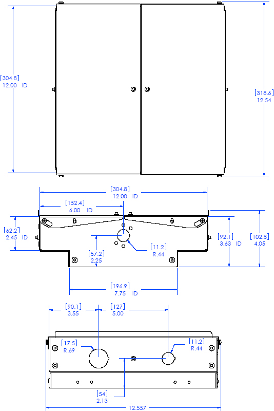 Technical Drawing of Chief CMA472 Above Tile Storage Accessory White