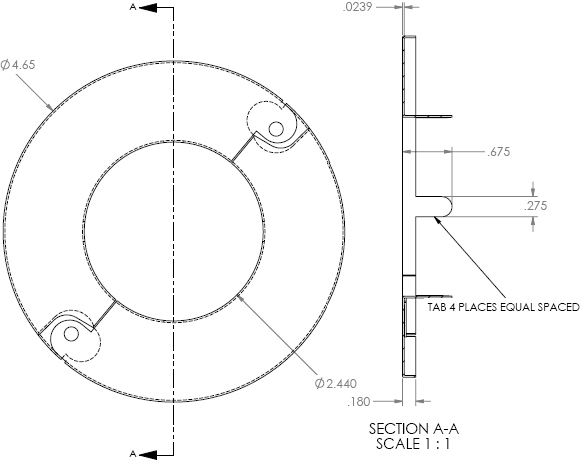 Technical Drawing for Chief CMA643 Decorative Ring for CMS Adjustable Column