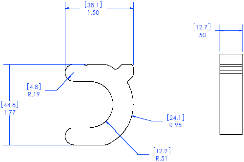 Technical Drawing of Chief FCA101 FUSION Lock Down Collar Accessory