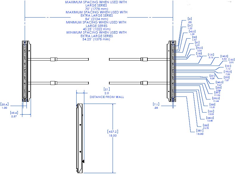 Technical Drawing of Chief FLR100 FUSION Left/Right Speaker Adapter