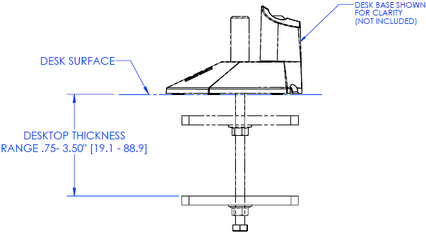 Technical Drawing of Chief KRA202 Series KONTOUR Bolt Down Grommet Plate and Hardware