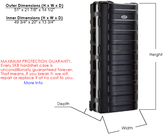 Technical Drawing of Chief PAC700 Travel Case fort PFC or MFC Mobile Carts Black