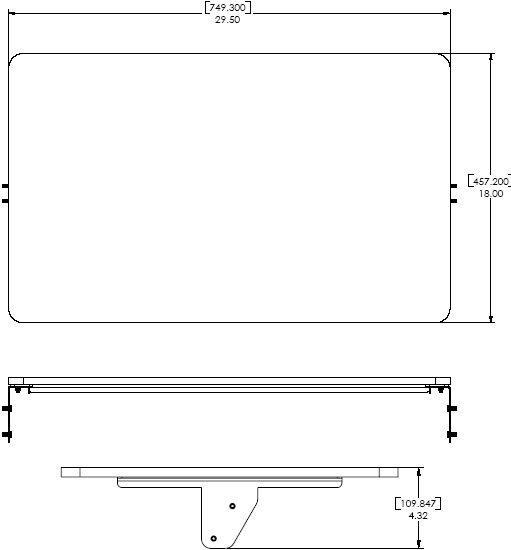 Technical Drawing for Chief PAS100 Accessory Shelf for Presenters Cart