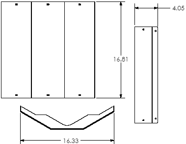 Technical Drawing of Chief TPA100 TPS Mount Back Cover