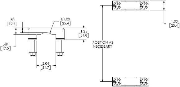 Technical Drawing for Chief TPK 1 Pole Clamp Kit Black