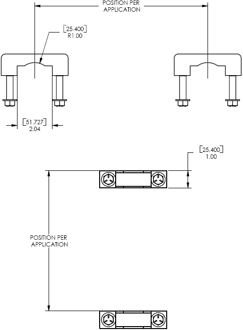 Technical Drawing for Chief TPK4 Truss Clamp Kit Black