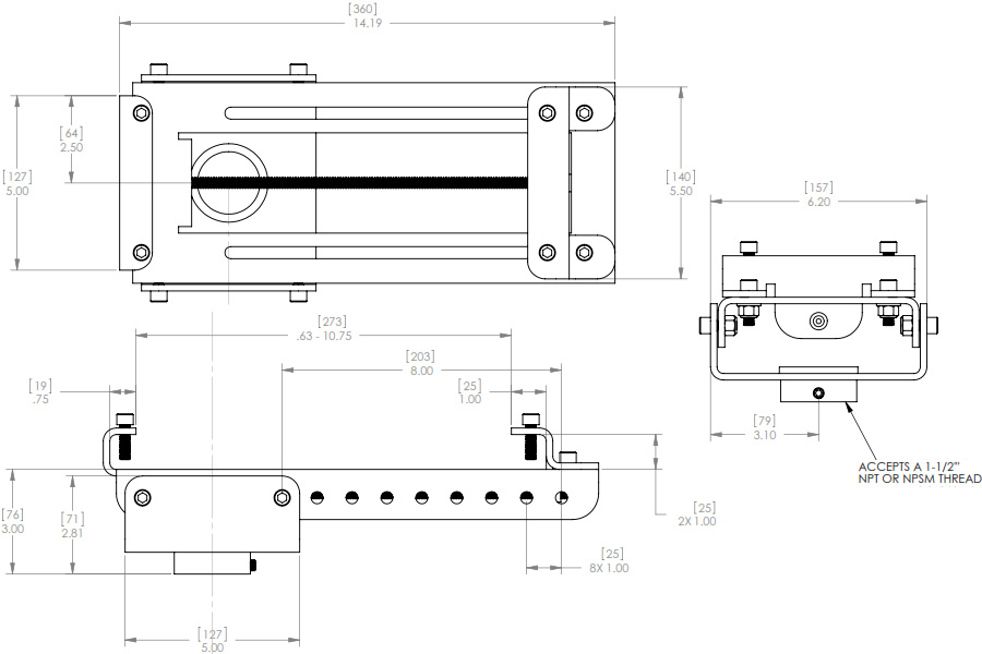Technical Drawing for Chief CMA-360 I-Beam Clamp