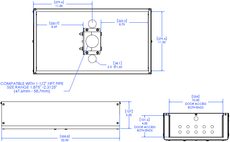 Technical Drawing for Chief CMA480 Column Storage Shelf