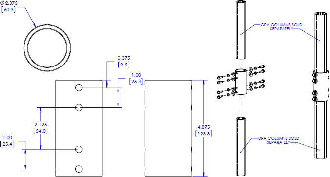 Technical drawing for Chief CPA263 Pin Connection Union Connector