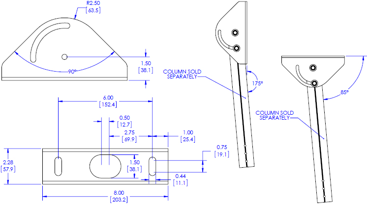 Technical Drawing for Chief CPA395 Angled Ceiling Plate, Pin Connection