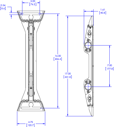 Technical Drawing for Chief FCA115 Fusion Wall Plate