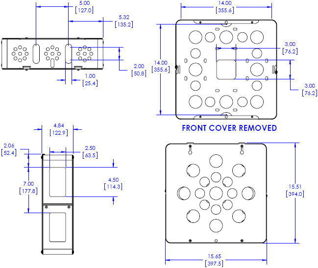 Technical Drawing for Chief FCA515 FUSION Medium Storage Accessory