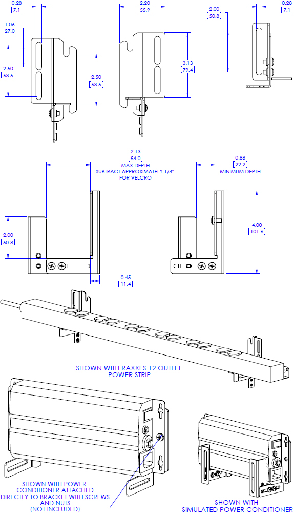 Technical Drawing for Chief FCA520 FUSION Universal Clamp Accessory