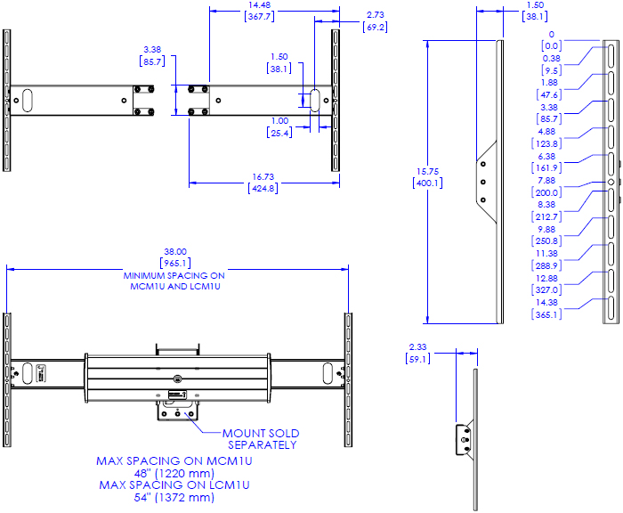 Technical Drawing for Chief FCA535 Side Speaker Adapter