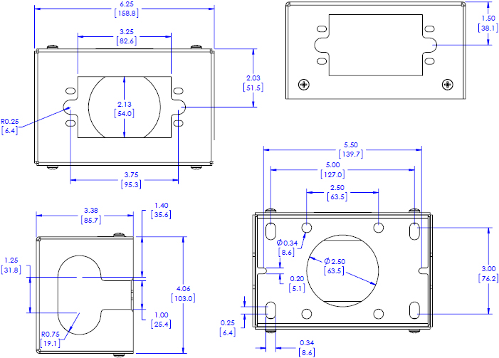 Technical Drawing for Chief FCA540 FUSION Power Outlet Accessory