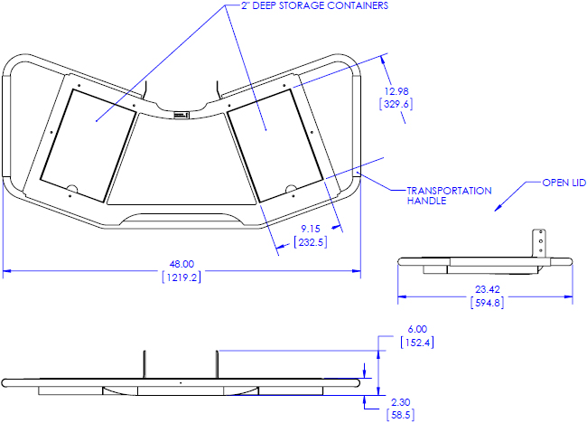 Technical Drawing for Chief FCA610 FUSION Large Height Adjustable Accessory Shelf