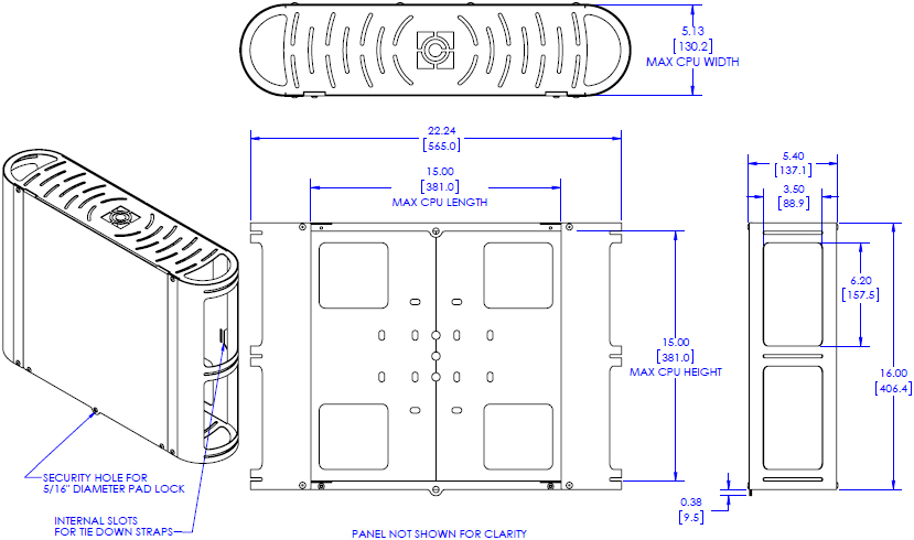 Technical Drawing for Chief FCA650 Large CPU Holder