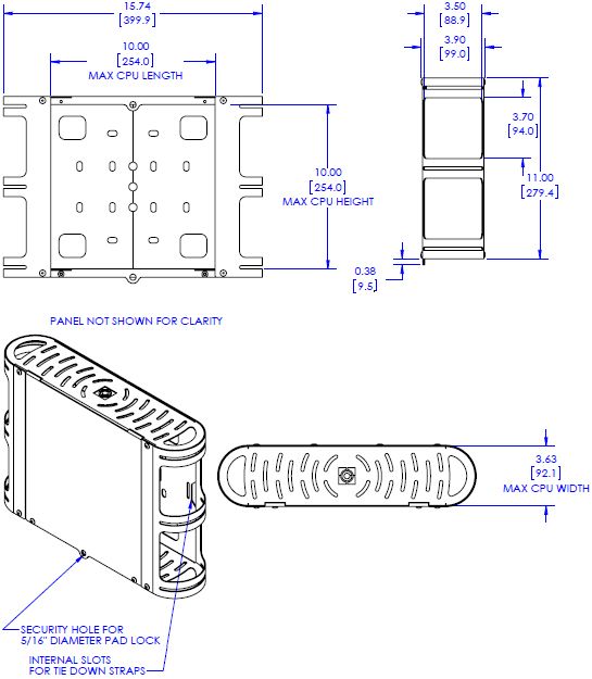 Technical Drawing for Chief FCA651 Medium CPU Holder