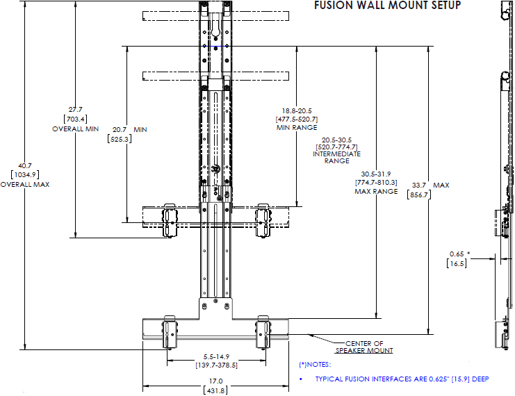 Technical Drawing for Chief FCA840 Fusion Center Channel Speaker for XL Displays