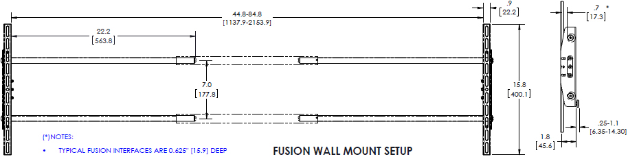 Technical Drawing for Chief FCA841 Fusion Side Channel Speaker Adapter for XL Displays