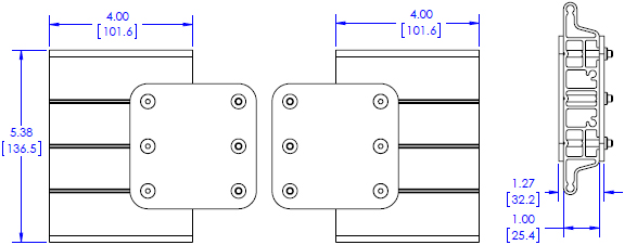 Technical Drawing for Chief FCAX08 Freestanding and Ceiling Video Wall 8" Extension Bracket