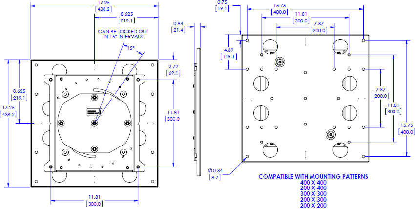Technical Drawing for Chief FRA Freestyle Rotation Adapter