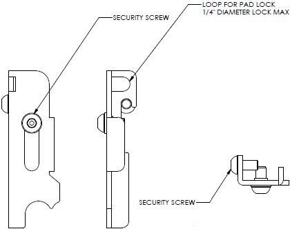Technical Drawing for Chief FSA1000 Lockable Latch