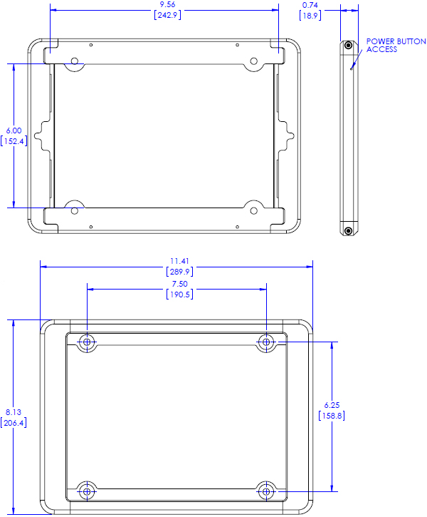 Technical Drawing for Chief FSRI2TB iPad Flush Mount Bracket