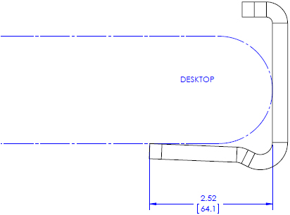 Technical Drawing for Chief KRA206B or KRA206S Kontour Desk Clamp Extender