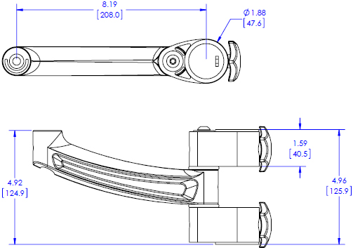 Technical Drawing for Chief KRA209 KONTOUR Single Column Desk Mount Extension Arm