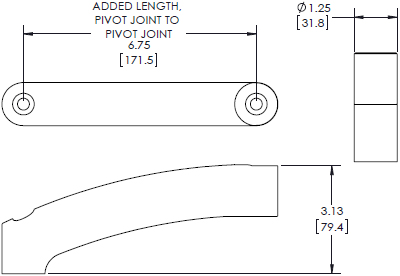 Technical drawing for Chief KRA220B or KRA220S Kontour K1 & K2 Extension Arm