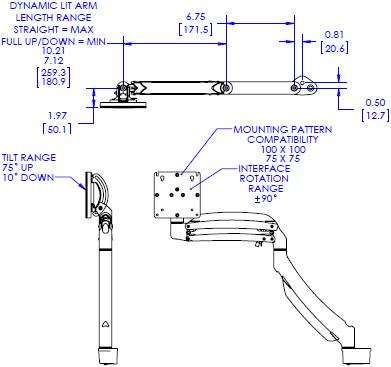 Chief Kontour Dynamic Wall Mount K1W220B or K1W220S, 2 Monitors