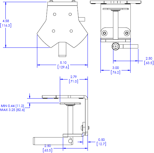 Technical Drawing for Chief Desk Clamp Accessory KRA500B