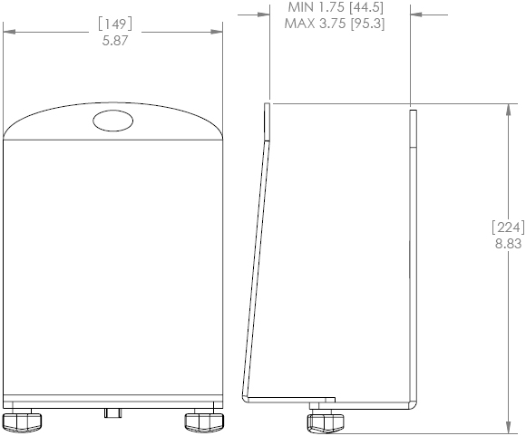 Technical Drawing for Chief KSA1023B Wall or Desk Mount CPU Holder