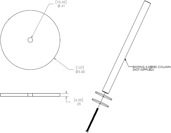 Technical Drawing for Chief KTA1000B or KTA1000S Array Grommet Accessory
