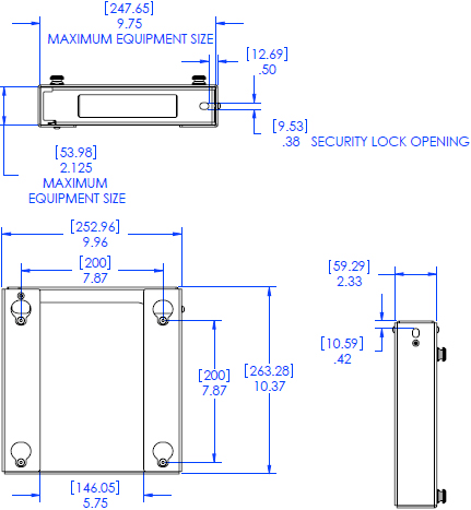 Technical Drawing for Chief MAC252 M-Series CPU/DVD/Media Player Adapter