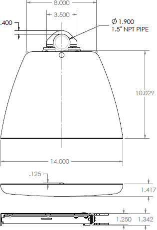 Technical Drawing for Chief PAC102B Component Pole Shelf