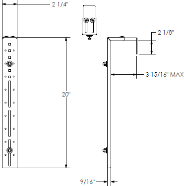 Technical Drawing for Chief PAC390 Office Furniture Flat Panel Cube Wall Adapter