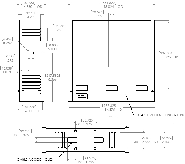 Technical Drawing for Chief CMA170 In Ceiling Storage Enclosure CMA-170