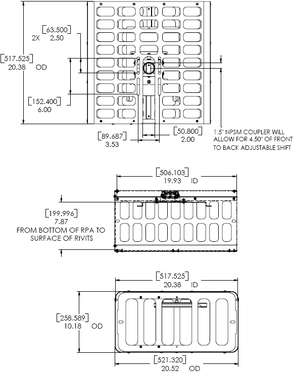 Technical Drawing for Chief PG1A Large Projector Guard Security Cage