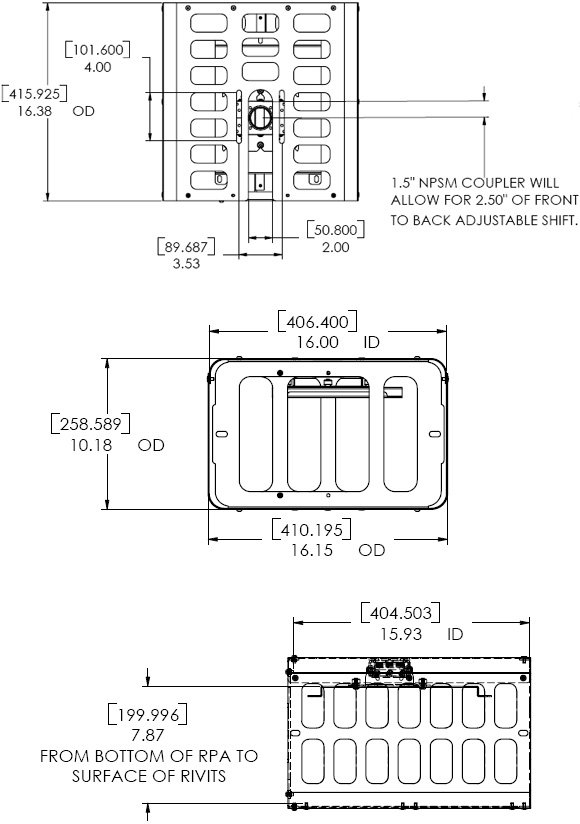 Technical Drawing for Chief PG2A Small Projector Guard Security Cage