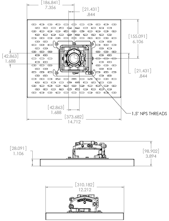 Technical Drawing for Chief RPMA1 - RPA Elite Projector Security Mount