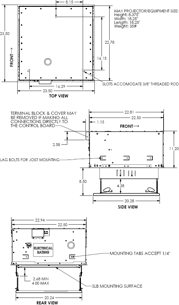 Chief SL151 SmartLift Automated Projector Mount Lift (8")