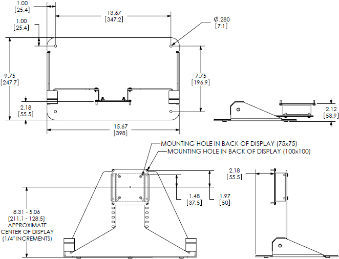 Technical Drawing for Chief FSB018BLK Small Free Standing Flat Panel Table Stand