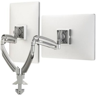 Kontour K1D Dynamic Desk Mount, 2 Monitors in silver