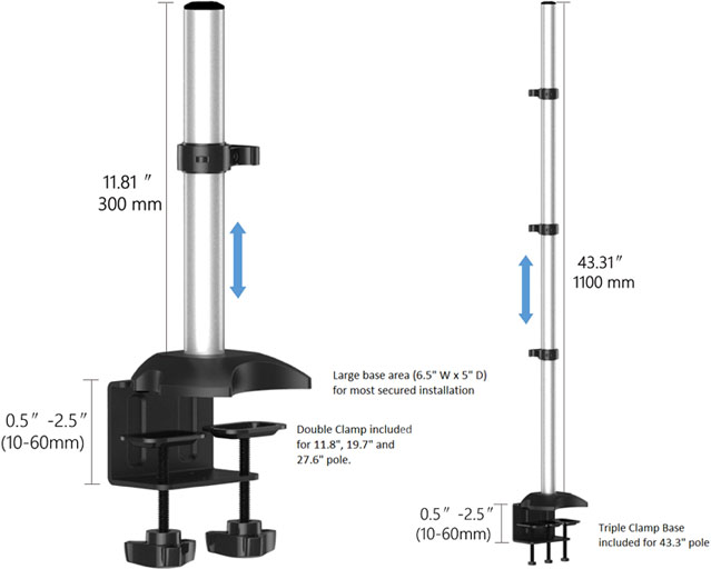 Technical Drawing for Cotytech Apple Monitor Mount for Desk Low Profile w/ Quick Release - BL-AP12