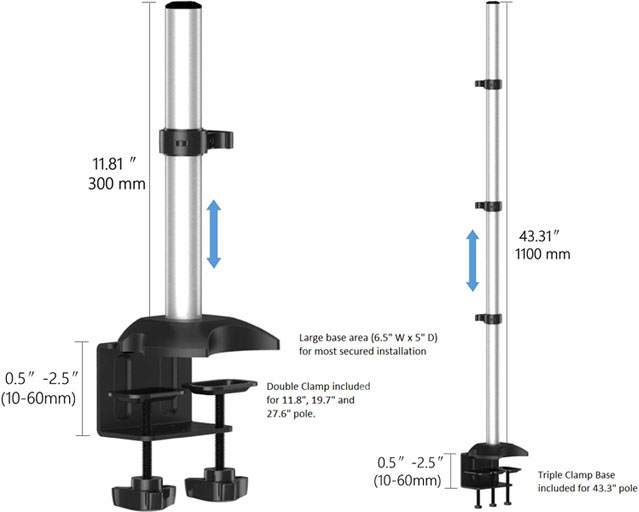 Technical Drawing for Cotytech Apple Monitor Single Arm Desk Mount w/ Quick Release - BL-AP13